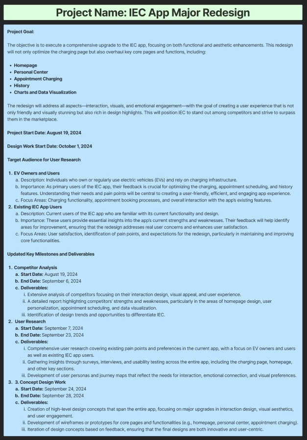 EV charging research plan